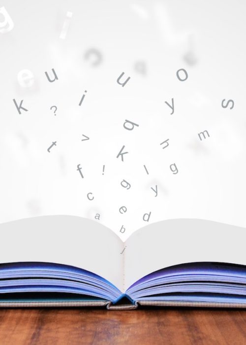 book open with letters book open with letters