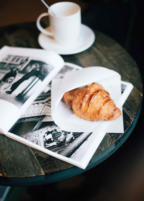 french croissant with coffee