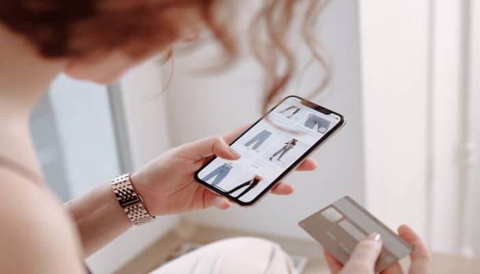 woman buying clothes with click and collect