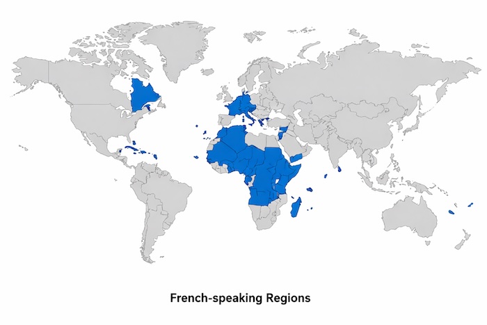 world map French-speaking regions