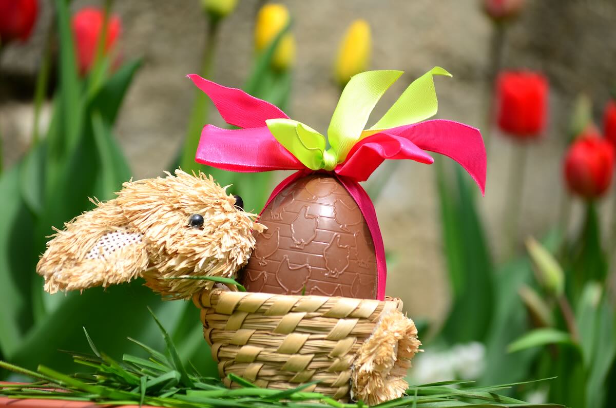 Easter in France with chocolate eggs, garden egg hunts, and family celebrations