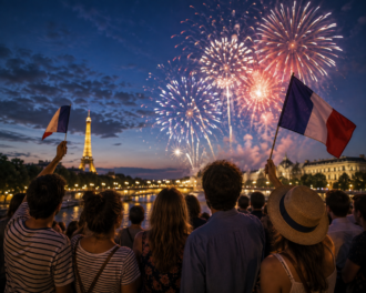 Bastille Day fireworks in Paris illustrating French traditions and culture